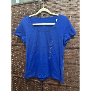 Charter Club Intimates Women's Royal Blue Scoop Neck Short Sleeve Cotton T-Shirt